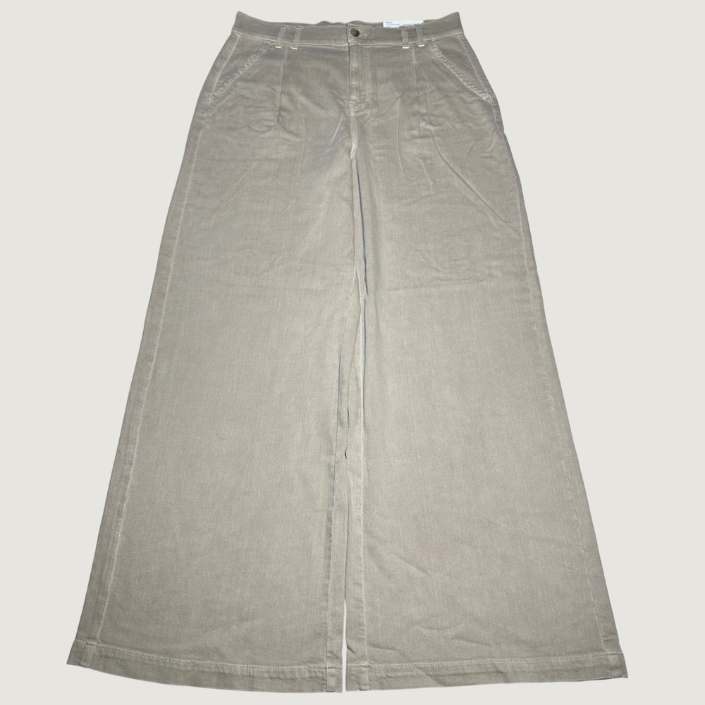 American Eagle Super High-Rise Wide Leg Pants Womens 12 31W Stretch Khaki Tan